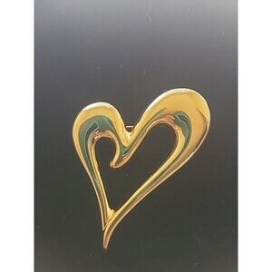 Monet Gold Tone Heart Brooch